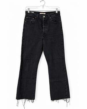 Levi's Ribcage Boot Jeans Black Raw Hem Button Fly-28